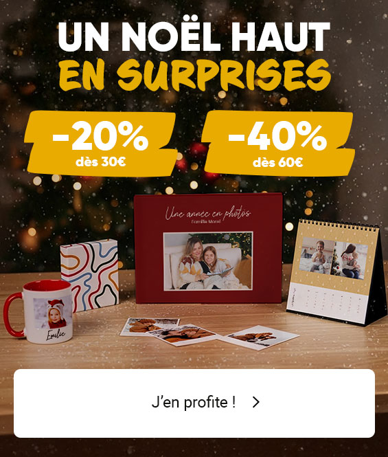 Cadeaux photo Noël : jusqu'à -40% sur tout le site
