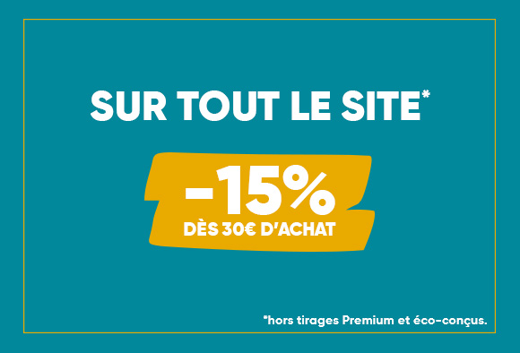 -15% sur tout le site dès 30€ d'achat